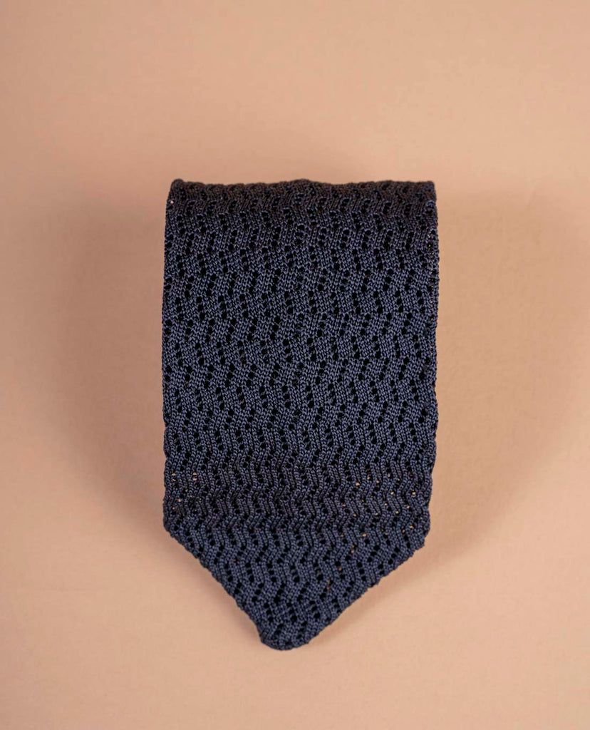 navy solid knitted silk tie paolo albizzati 
