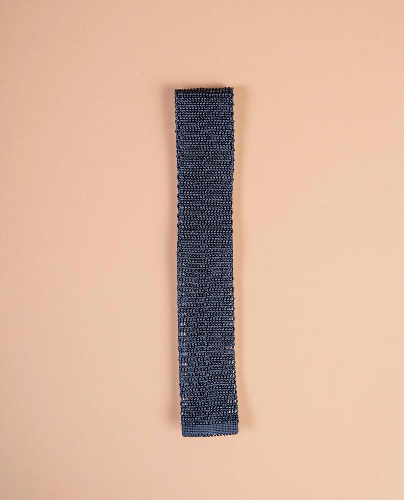 navy blue knitted silk tie paolo albizzati 