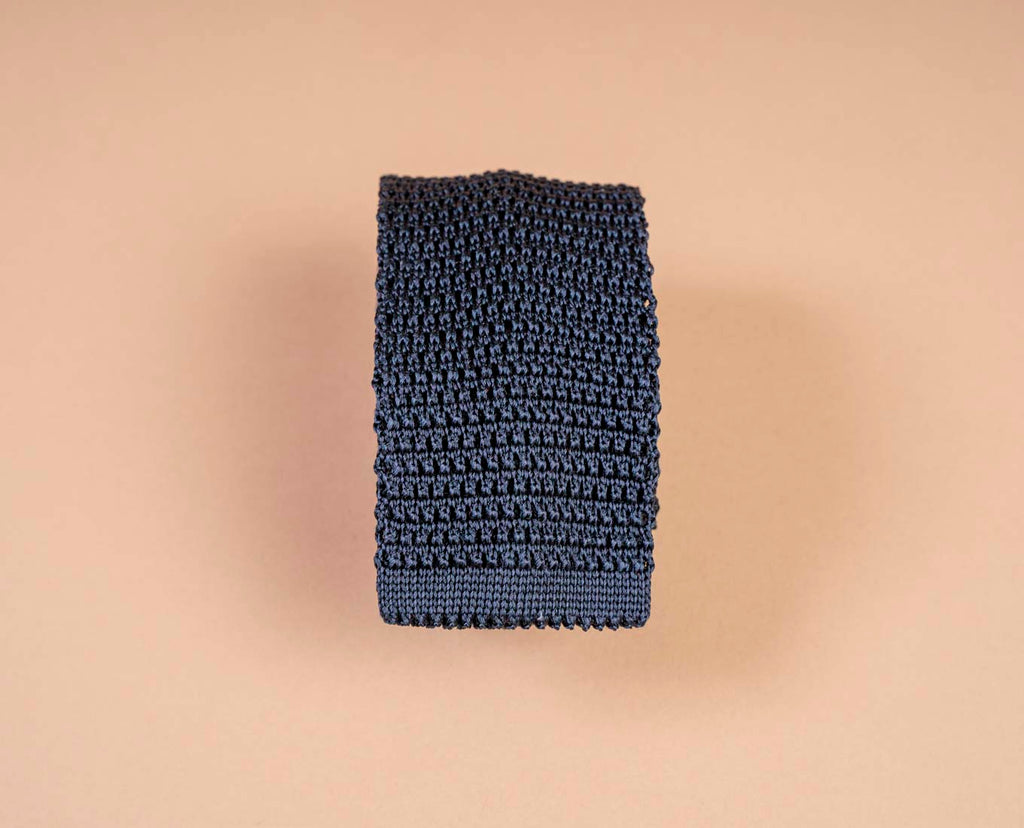 navy knitted silk tie paolo albizzati 