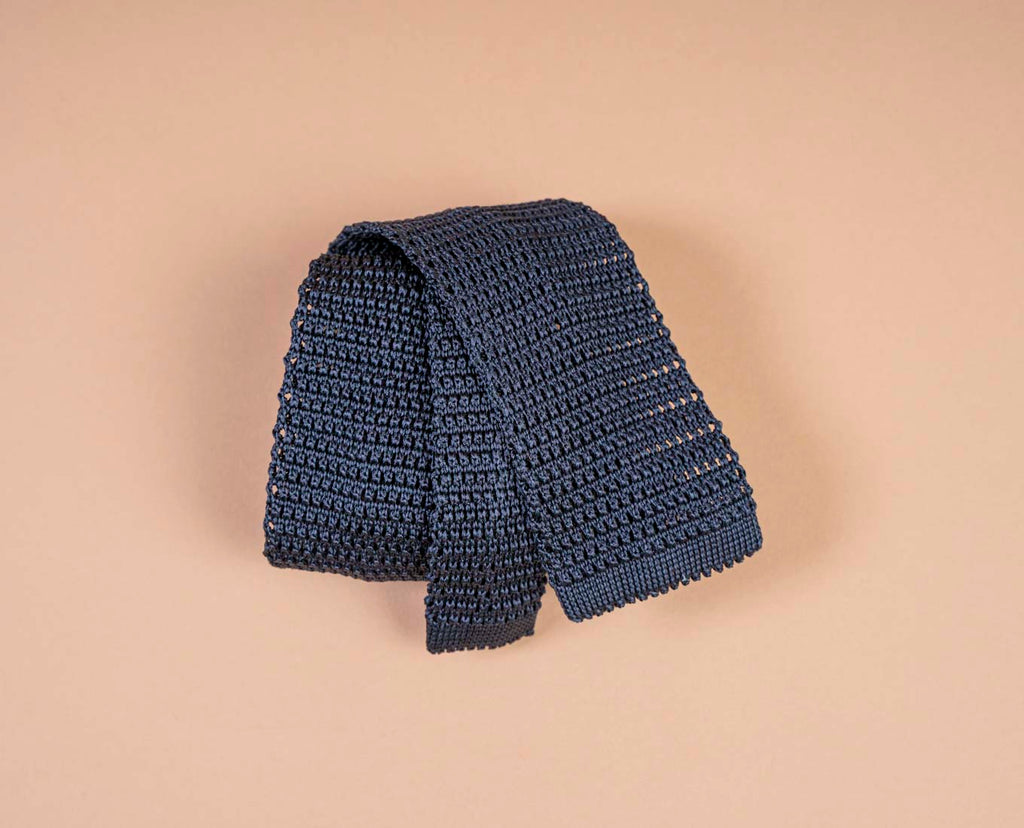 solid blue knitted silk tie paolo albizzati 