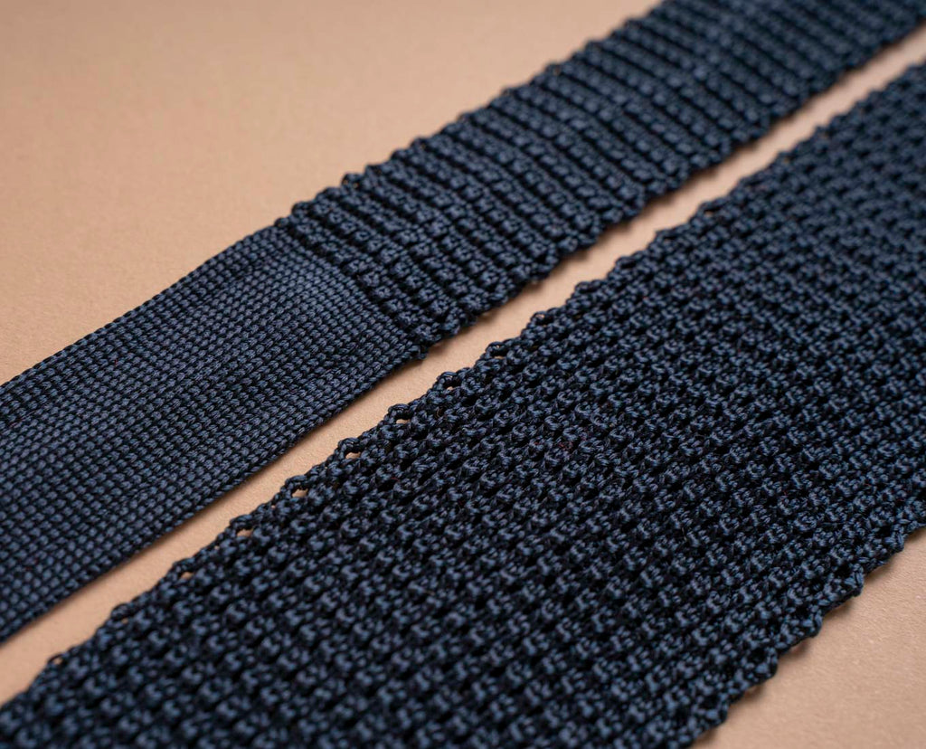 navy blue men knitted silk tie paolo albizzati 