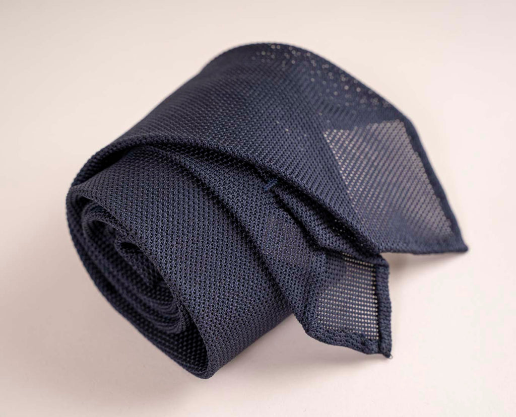 navy blue solid grenadine silk tie paolo albizzati