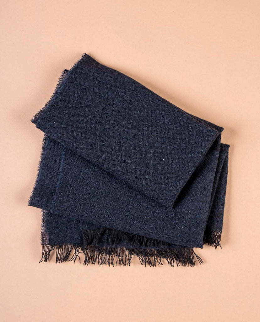 navy blue solid pure cashmere scarf for man paolo albizzati