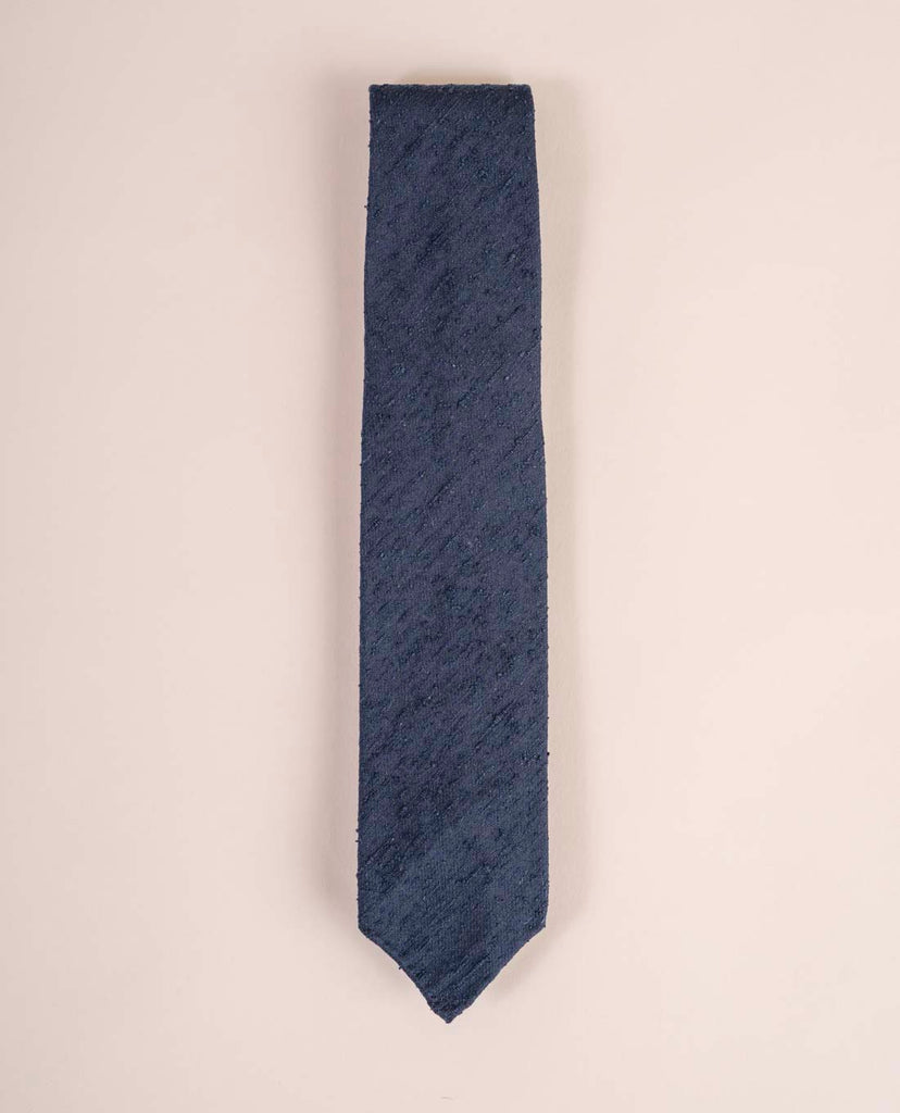 navy blue shantung silk tie paolo albizzati 