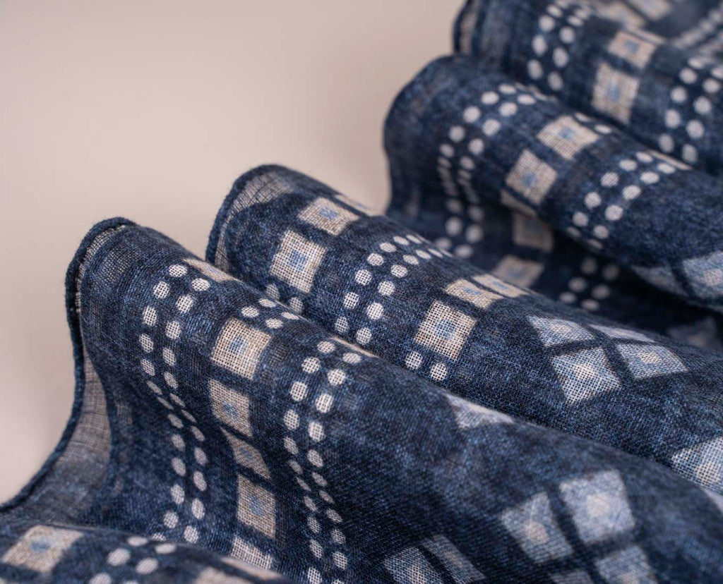 sciarpa blu notte quadri lino paolo albizzati 