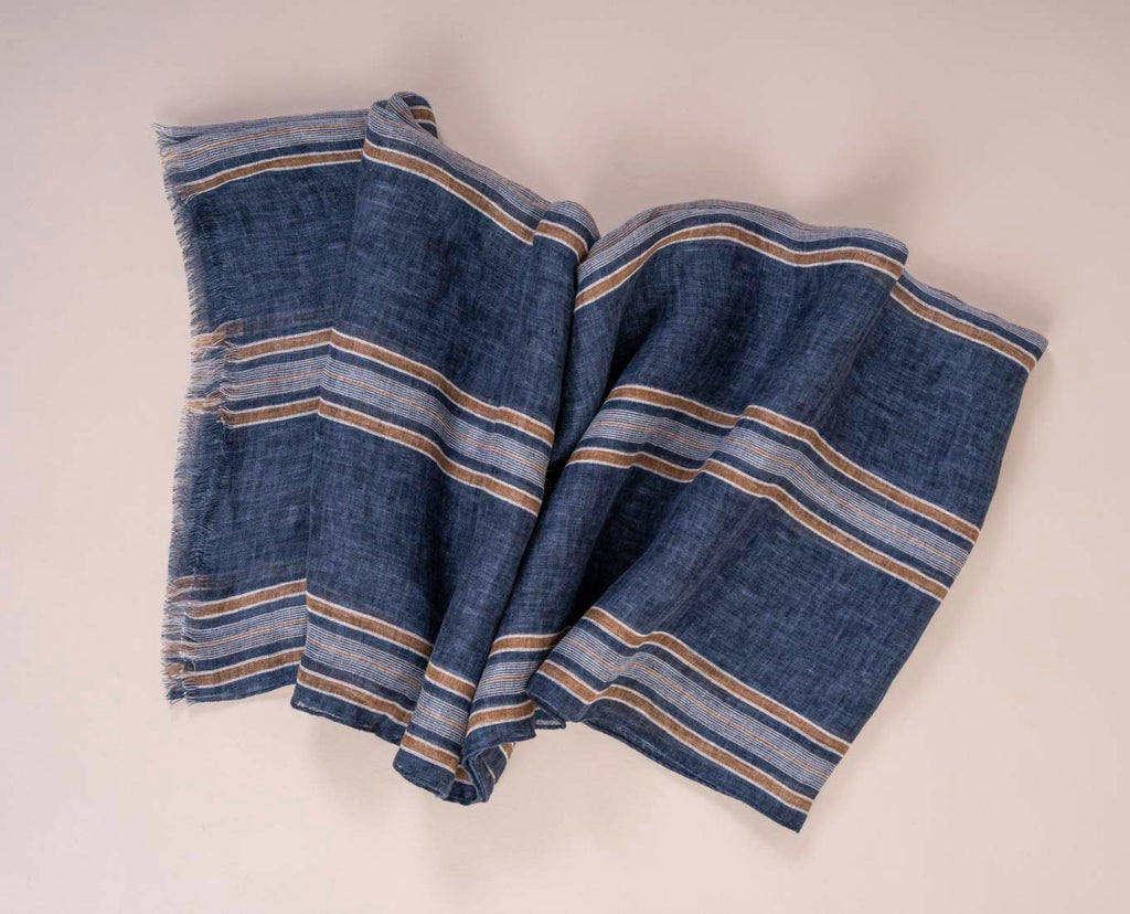 sciarpa blu notte lino elegante paolo albizzati 