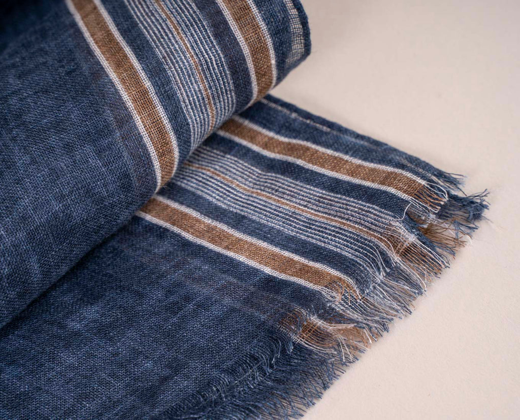 sciarpa uomo blu scuro lino paolo albizzati 