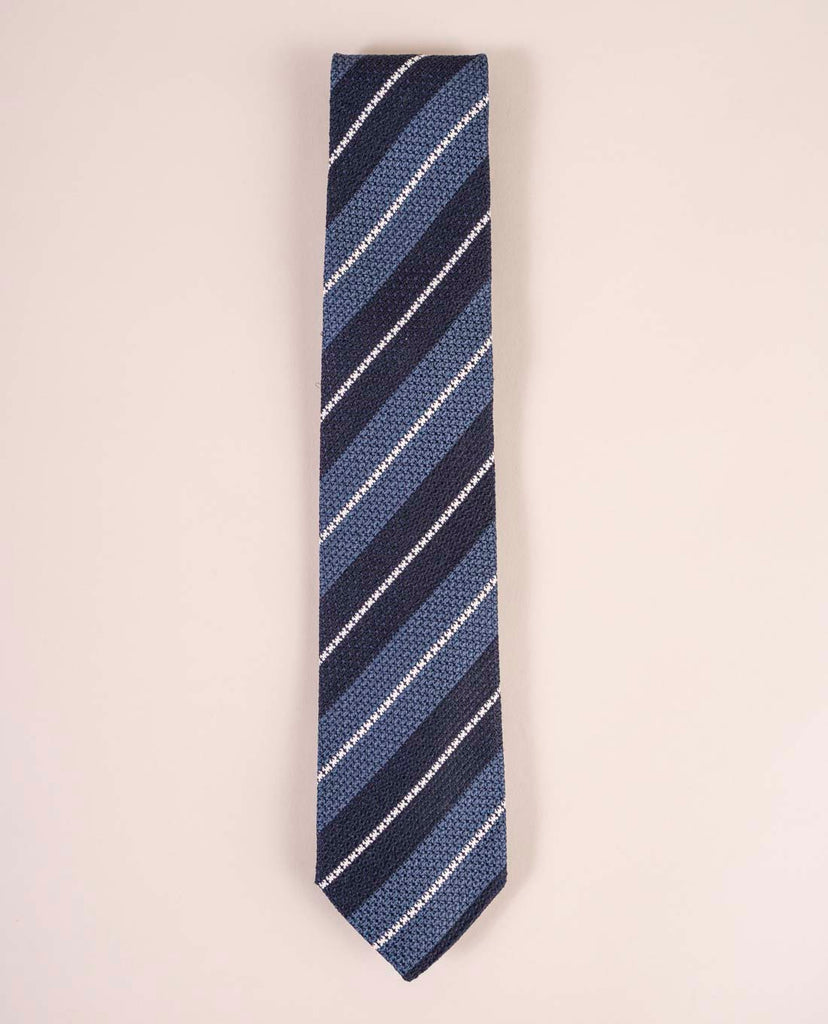 blue white striped grenadine tie paolo albizzati