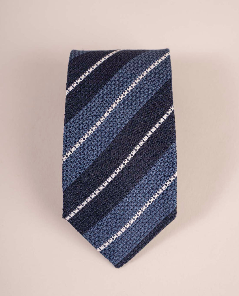 cravatta righe blu bianche seta paolo albizzati