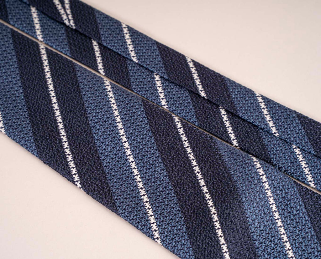 cravatta blu bianca garza seta paolo albizzati