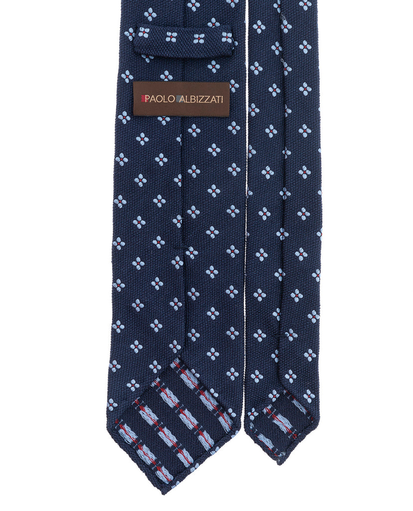 navy blue floral boucle silk tie paolo albizzati 
