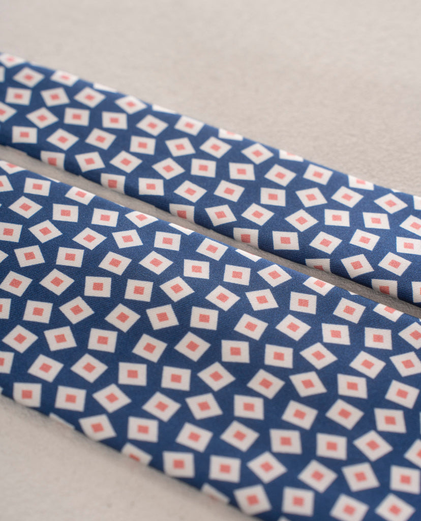 navy printed square silk tie for man paolo albizzati