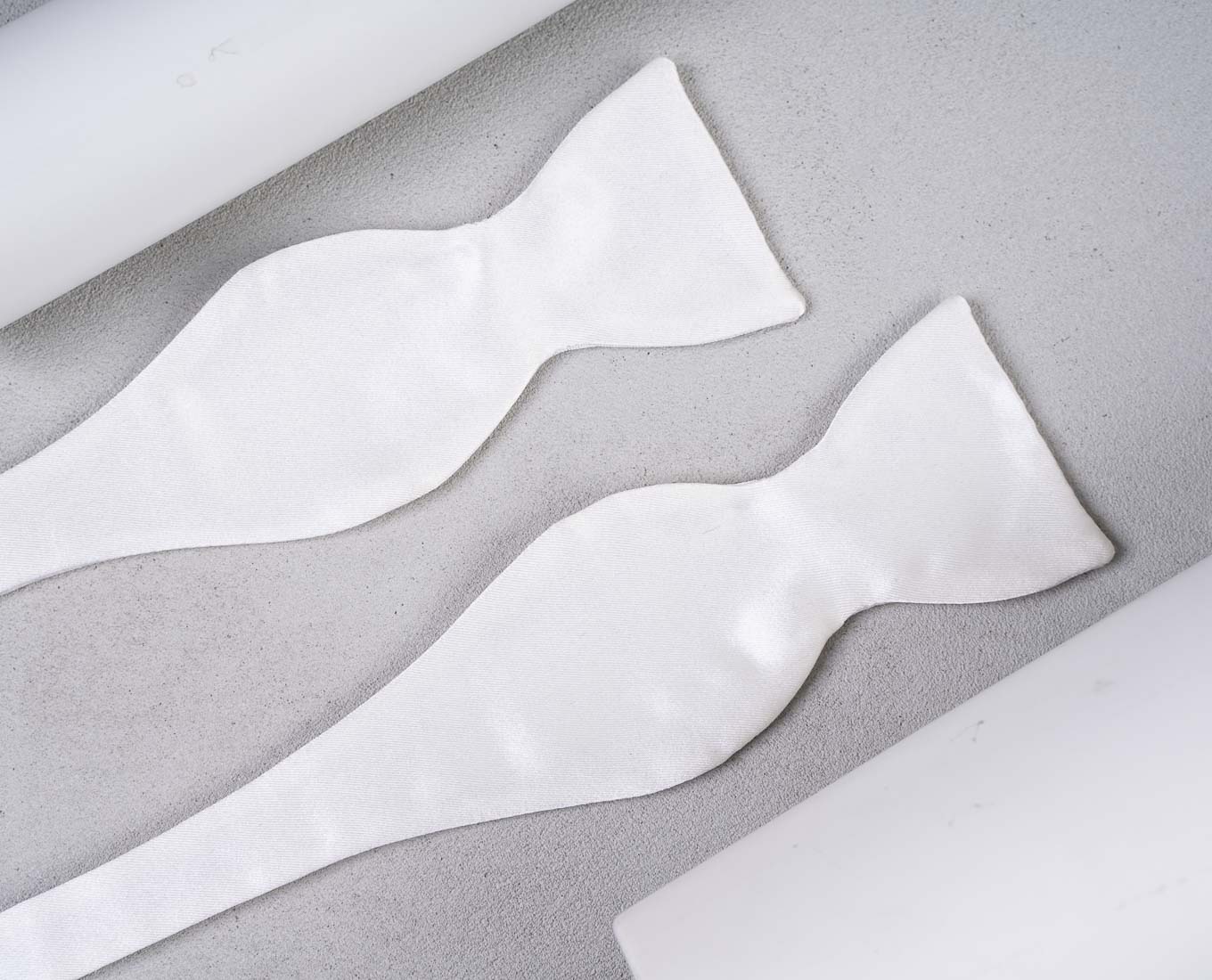 white silk self tie bow tie