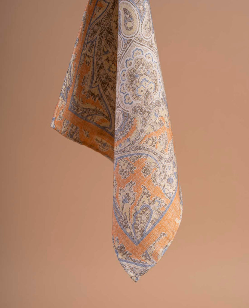orange paisley pocket square paolo albizzati