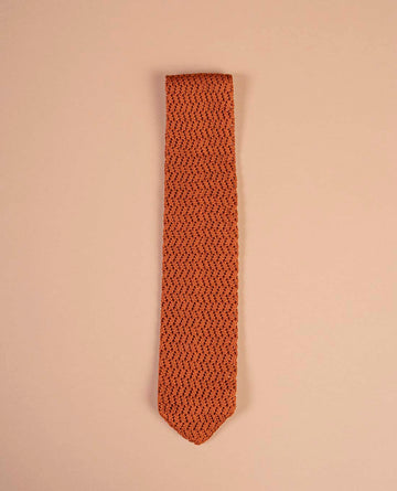 rust orange knitted silk tie paolo albizzati 