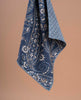 Reversible Silk Cotton Pocket Square - Navy and Denim Blue Paisley Print