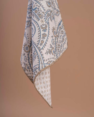 white beige paisley pocket square paolo albizzati