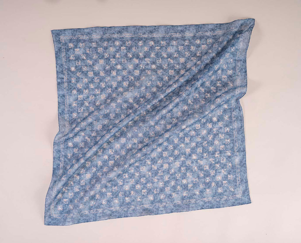 sciarpa blu stampa quadri uomo paolo albizzati