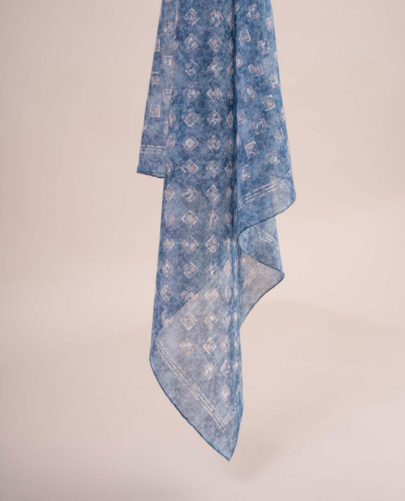 pastel blue squares print scarf paolo albizzati