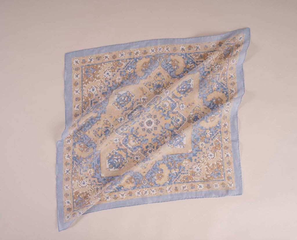 blue beige cotton bandana paolo albizzati