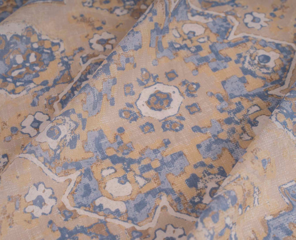 blue beige floral cotton scarf paolo albizzati