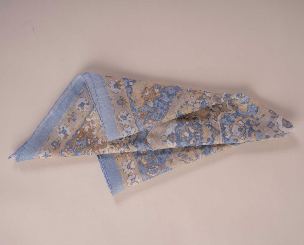 sciarpa blu beige floreale uomo paolo albizzati