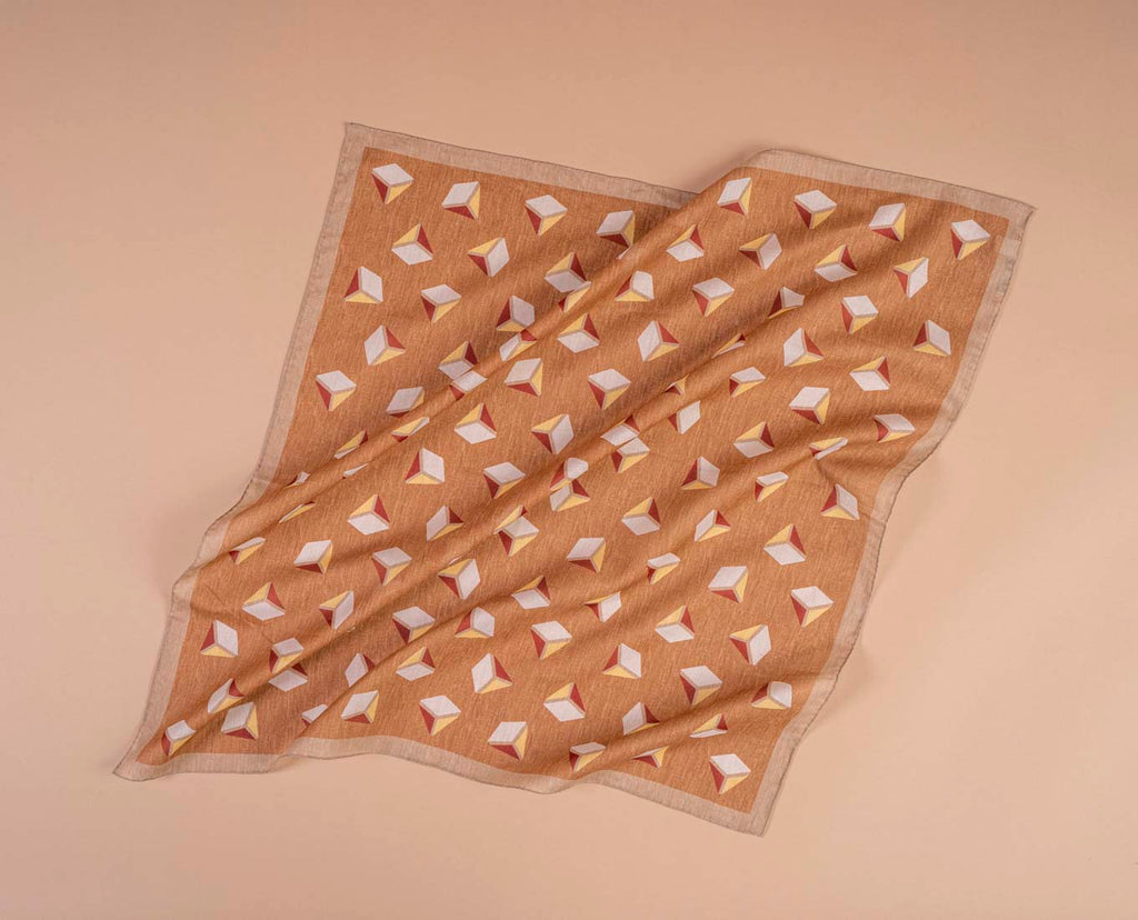 brown squares cotton bandana paolo albizzati
