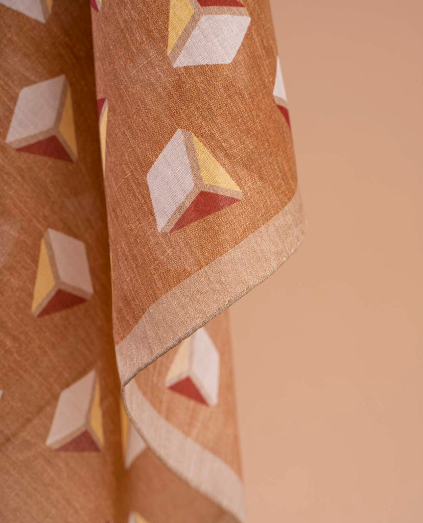 brown squares cotton scarf paolo albizzati