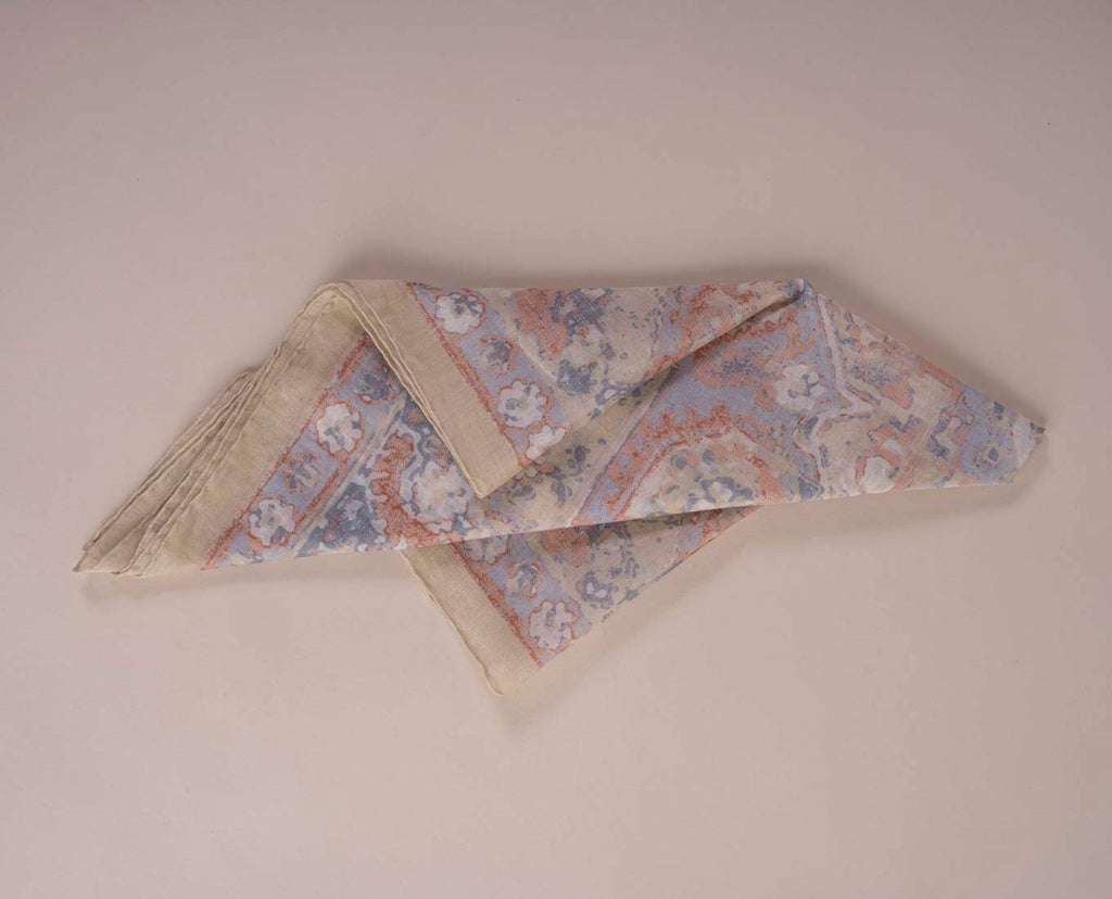 yellow blue vintage cotton scarf paolo albizzati