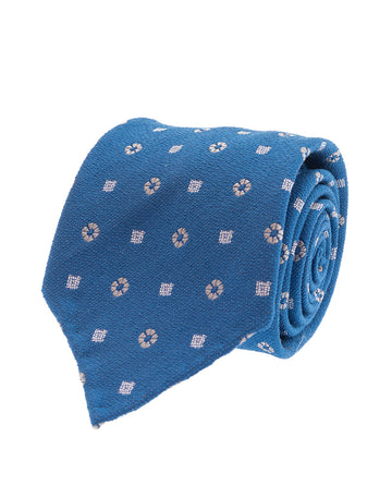 royal blue motif boucle silk tie paolo albizzati 