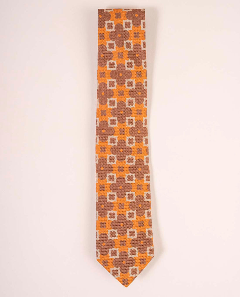 rust floral jacquard silk tie paolo albizzati 