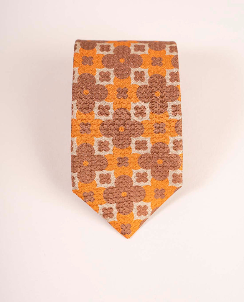 cravatta floreale marrone jacquard paolo albizzati 