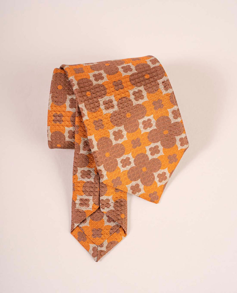 cravatta marrone floreale seta paolo albizzati 