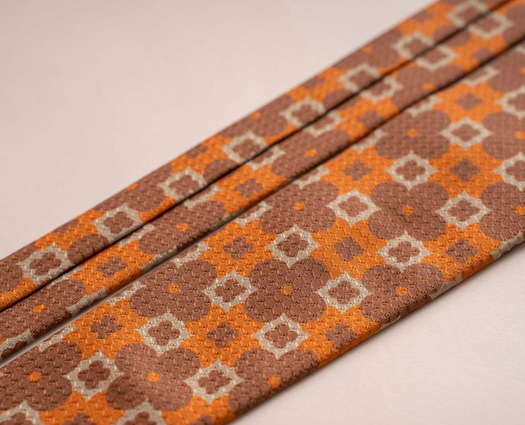 rust floral print jacquard silk tie paolo albizzati 