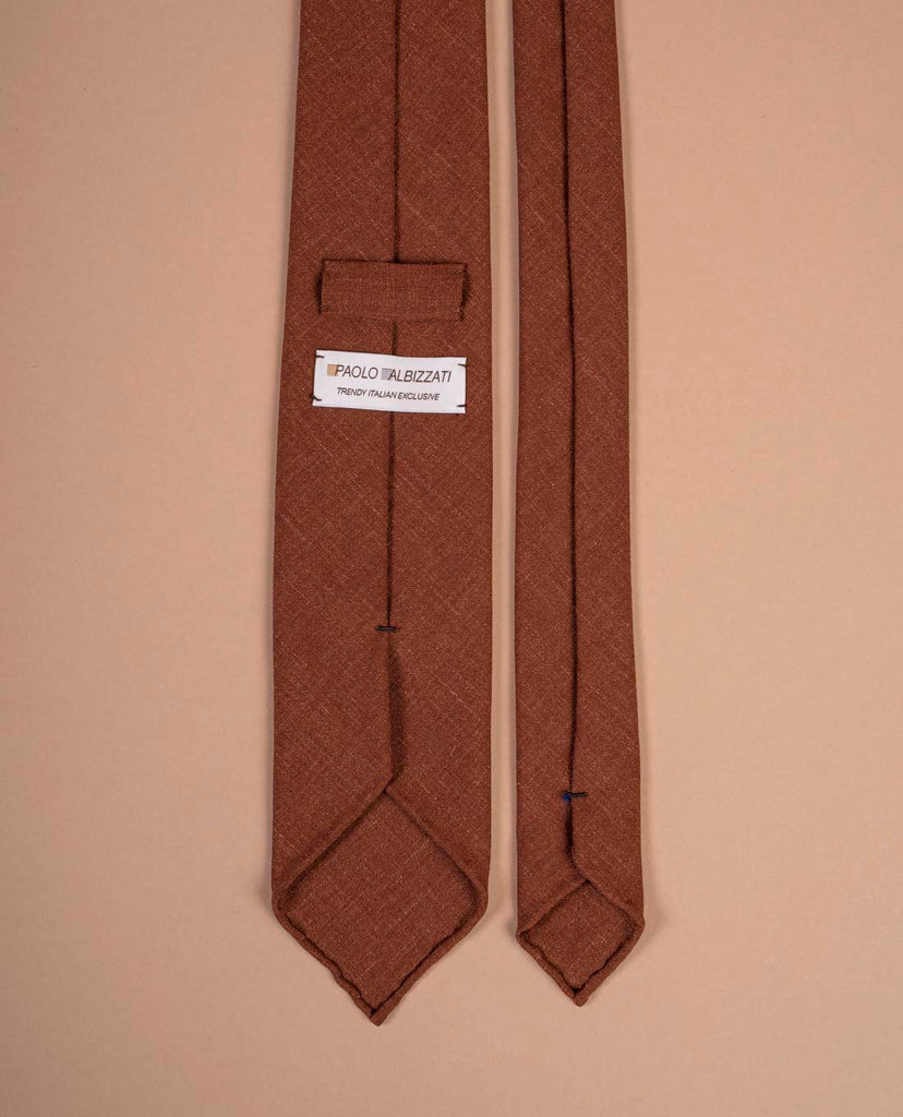 rust linen blend men tie paolo albizzati
