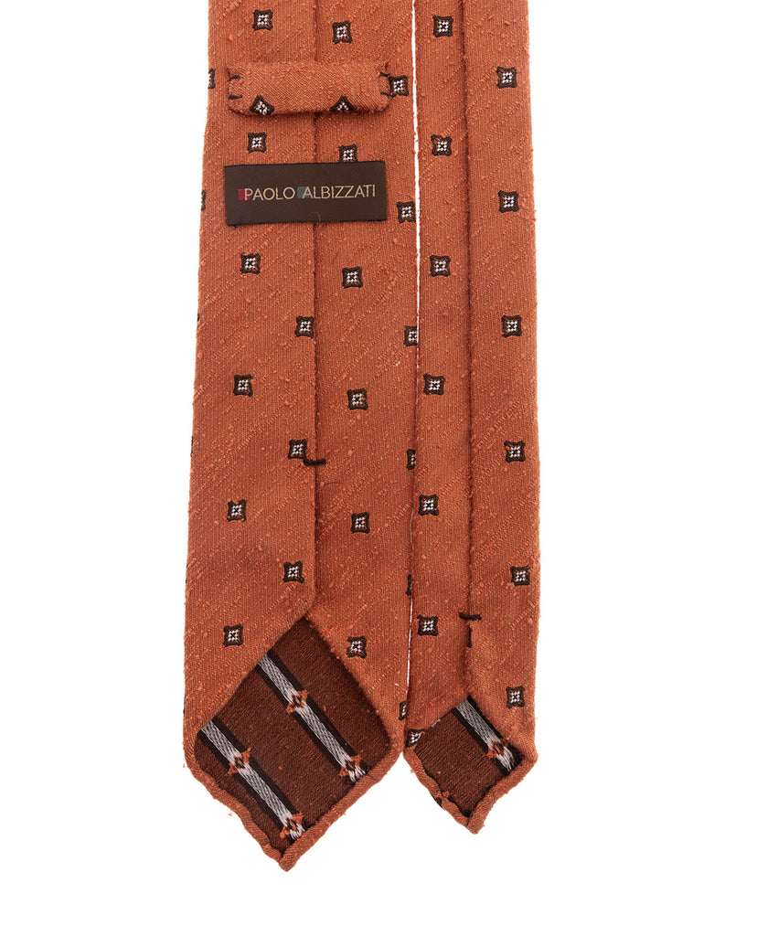 rust motif shantung silk tie paolo albizzati