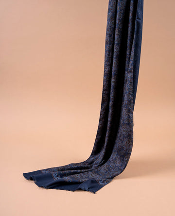 sciarpa blu in seta con doppia stampa per uomo paolo albizzati