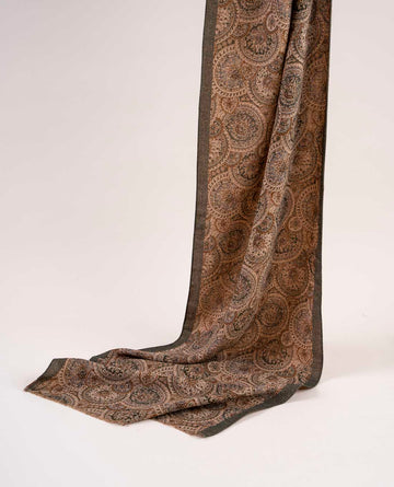 sciarpa verde e beige paisley in lana per uomo paolo albizzati