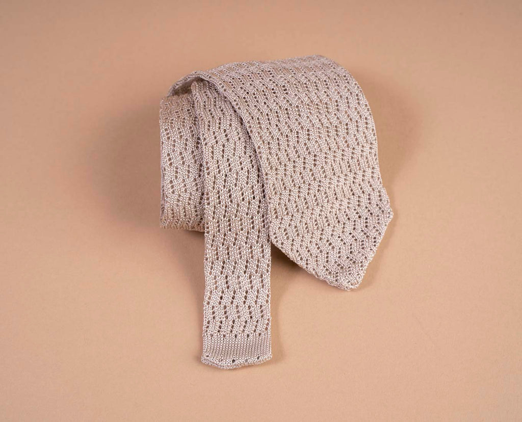 grey pointed knitted silk tie paolo albizzati 