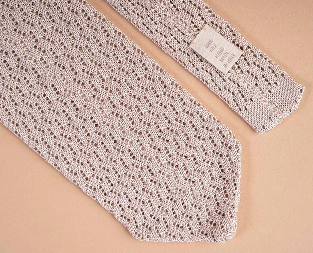 cravatta grigia maglia seta paolo albizzati 