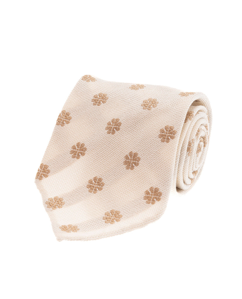 white beige motif boucle silk tie paolo albizzati 