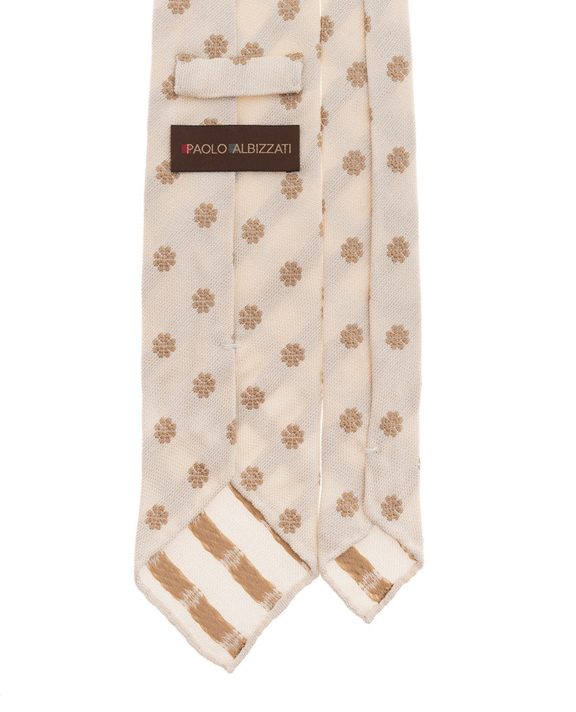 white beige flowers boucle tie paolo albizzati 