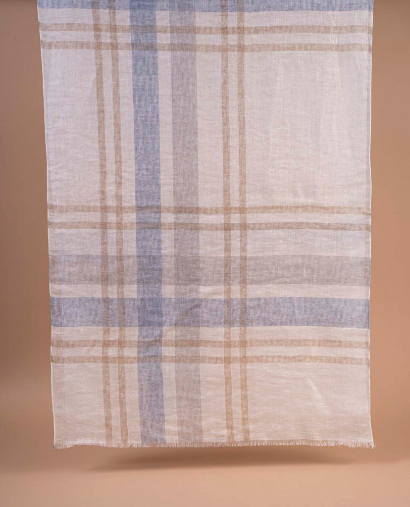 white beige maxi check scarf paolo albizzati 