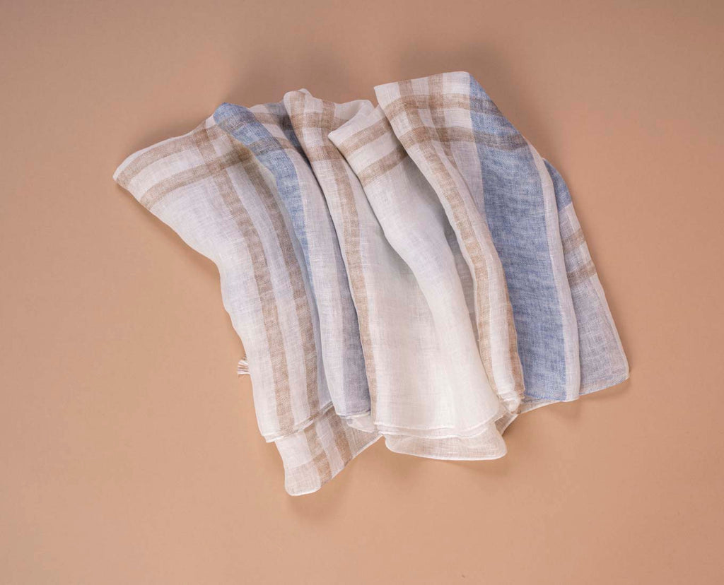 sciarpa bianca beige lino quadri paolo albizzati 