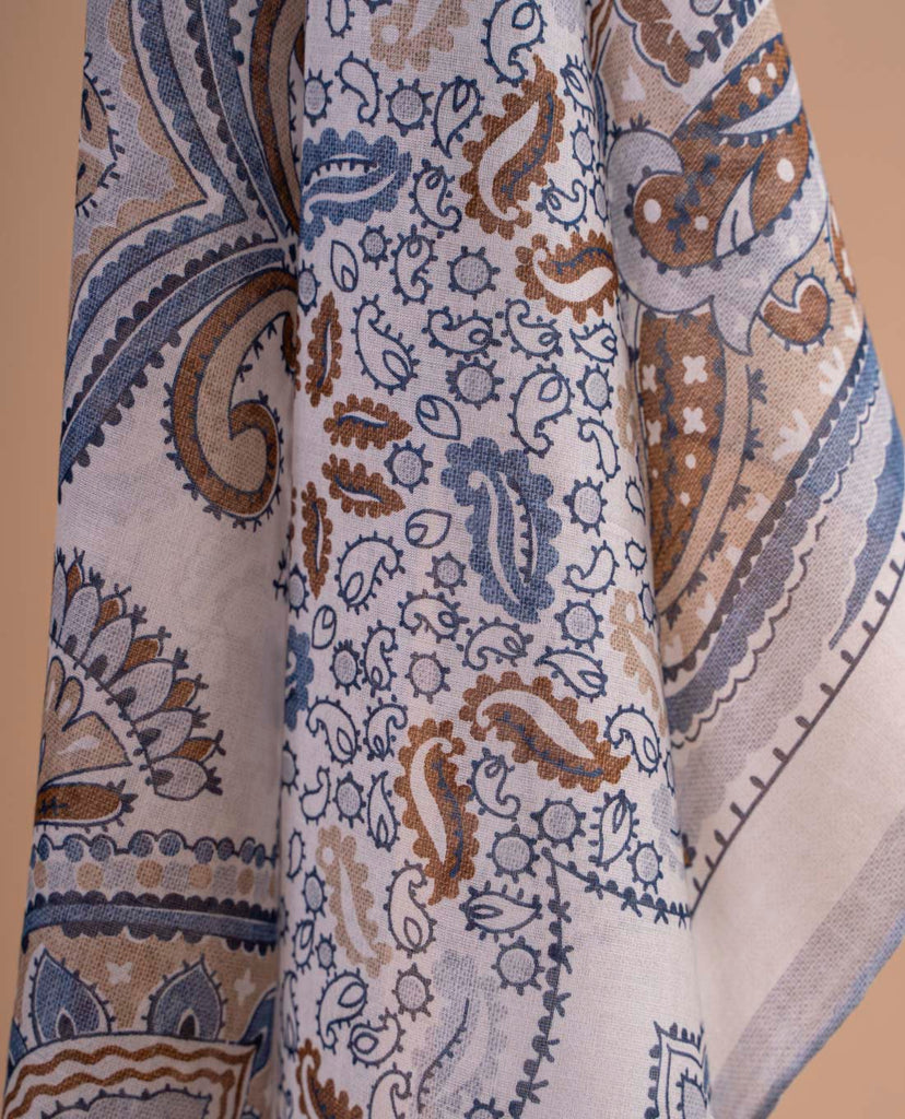 white paisley cotton bandana paolo albizzati