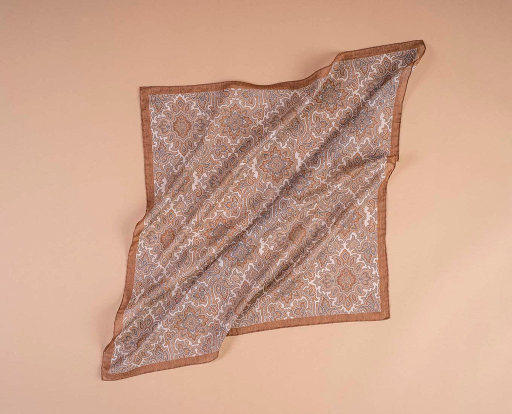 brown paisley cotton scarf paolo albizzati