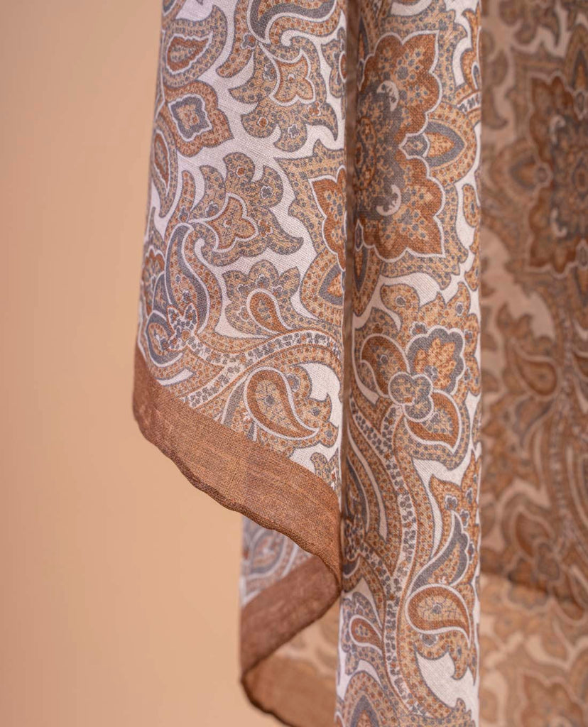 white brown paisley scarf paolo albizzati