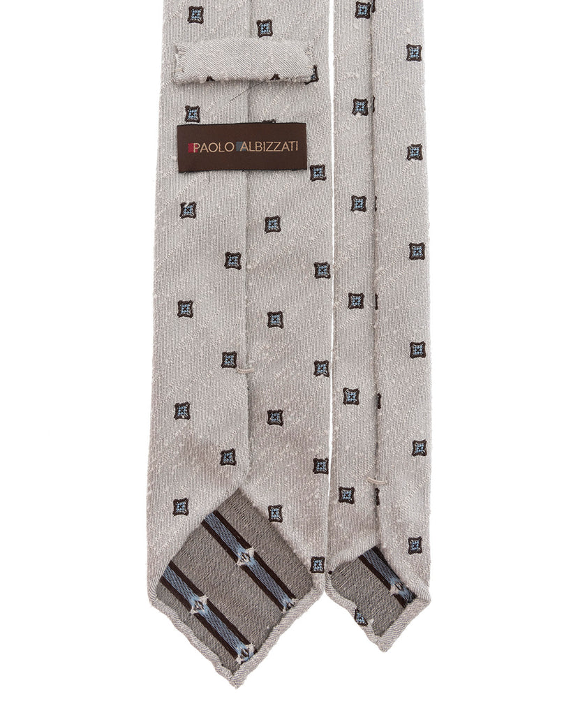 white micro motif silk tie paolo albizzati 