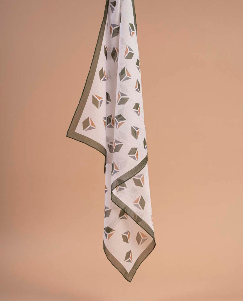 white green geometric bandana paolo albizzati