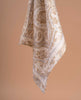 Reversible Silk Cotton Pocket Square - Natural White Paisley Print